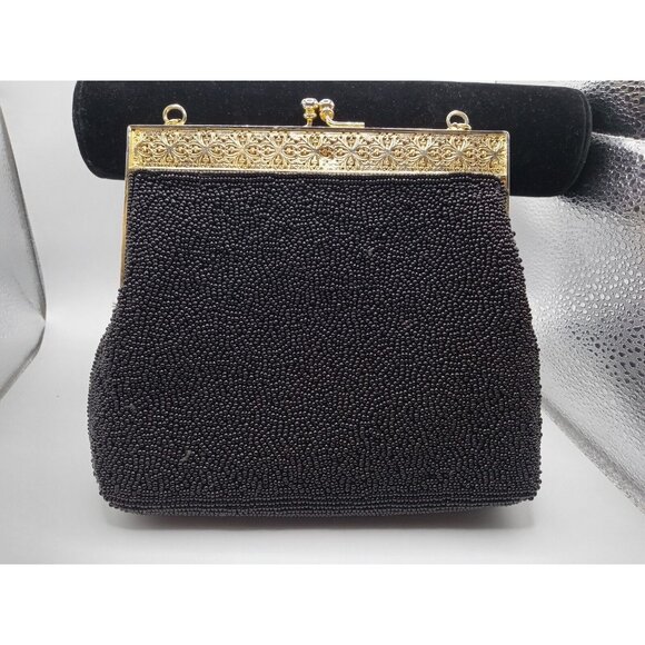 Vtg Early 1900's Style FLORAL Petit Point Needlepoint Embroidered Beaded Purse - Picture 9 of 11